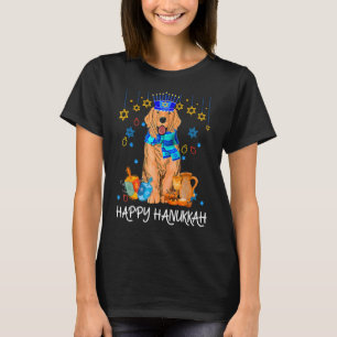 Cute Jewish Golden Retriever Dog Menorah Hat Hanuk T-Shirt