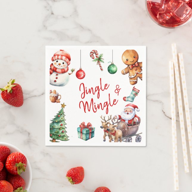 Cute Jingle and Mingle Christmas Napkin (Insitu)