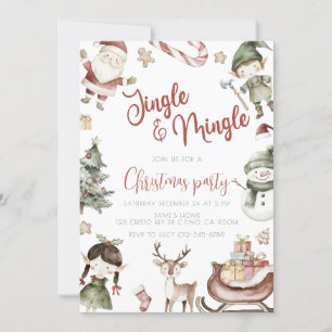 Cute Jingle & Mingle Christmas Party Invitation