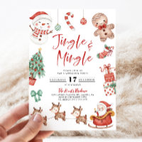 Cute Jingle & Mingle Christmas Party Invitation