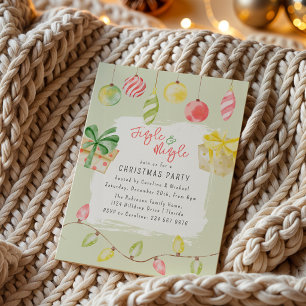 Cute Jingle & Mingle Green Christmas Party Invitation