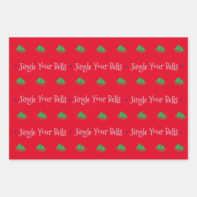 Cute Jingle Your Bells Wrapping Paper Sheets (Front)