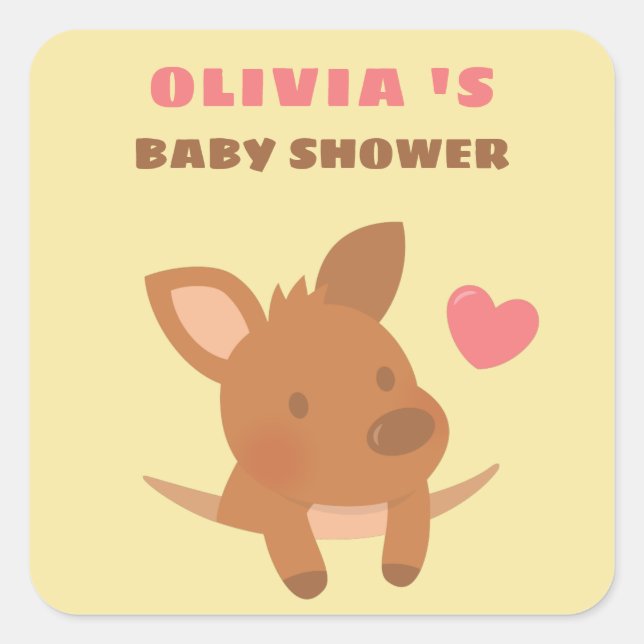 Cute Joey  Kangaroo Baby Shower Deco Stickers (Front)