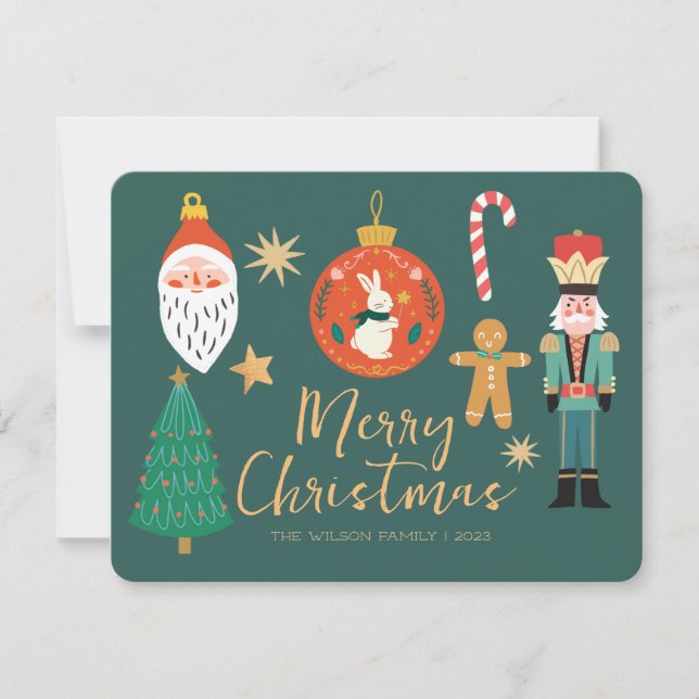 Cute Jolly Christmas Things Holiday Card (Front)