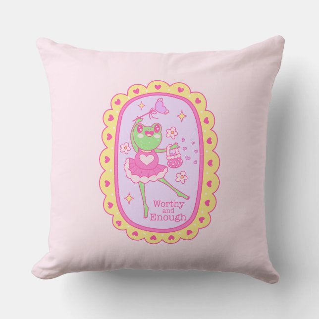 Cute Jolly Frog - Worthy and Enough Cushion (Front)