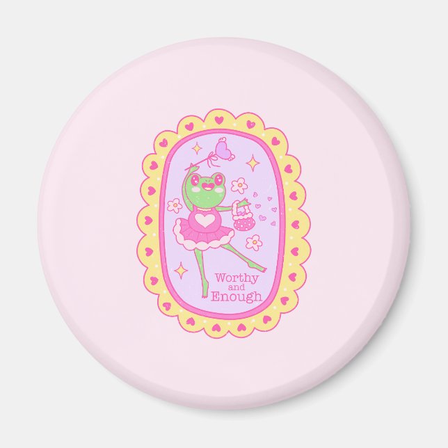 Cute Jolly Frog - Worthy and Enough Magnet (Front)