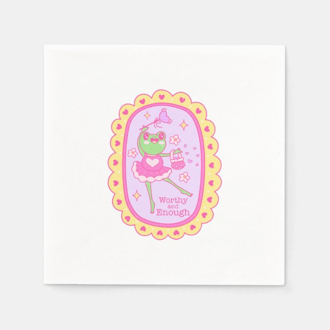 Cute Jolly Frog - Worthy and Enough Napkin (Front)