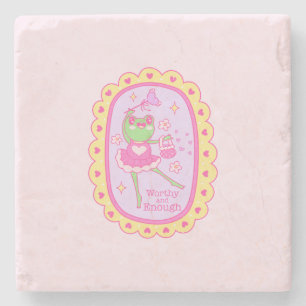 Cute Jolly Frog - Worthy and Enough Stone Coaster