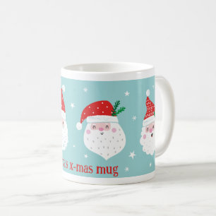 Cute Jolly Santa heads on mint Coffee Mug