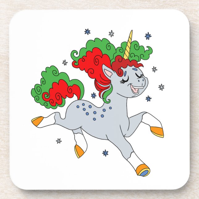 Cute jolly unicorn coaster (Front)