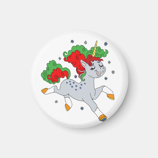 Cute jolly unicorn magnet (Front)