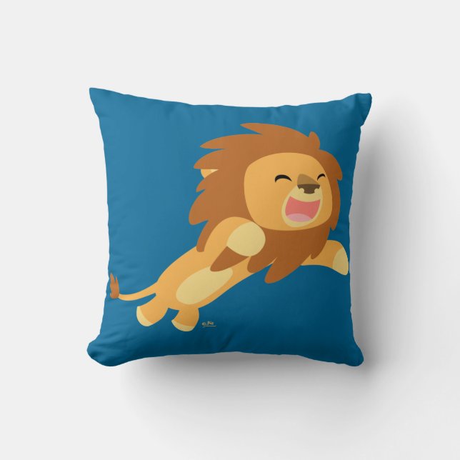 Cute Joyful Cartoon Lion Pillow (Front)