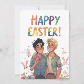 Cute Joyous Gay Gouple Easter Card