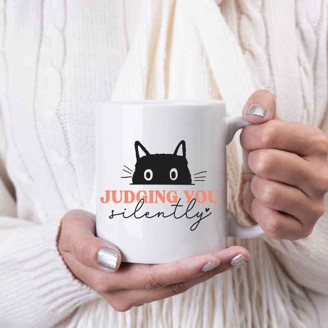 Cute Judging you Silently Cat Coffee Mug (Creator Uploaded)
