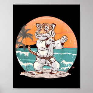 Cute Judo Tiger Beach MMA Taekwondo Martial Arts Poster