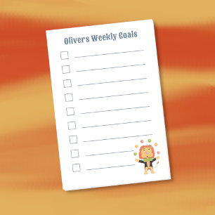 Cute Juggler Lion Kid Weekly Goals Post-It Notes