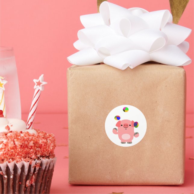 Cute Juggling Cartoon Pig Sticker (Party)