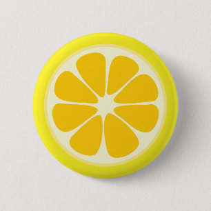 Cute Juicy Citrus Lemon Tropical Fruit Slice 6 Cm Round Badge
