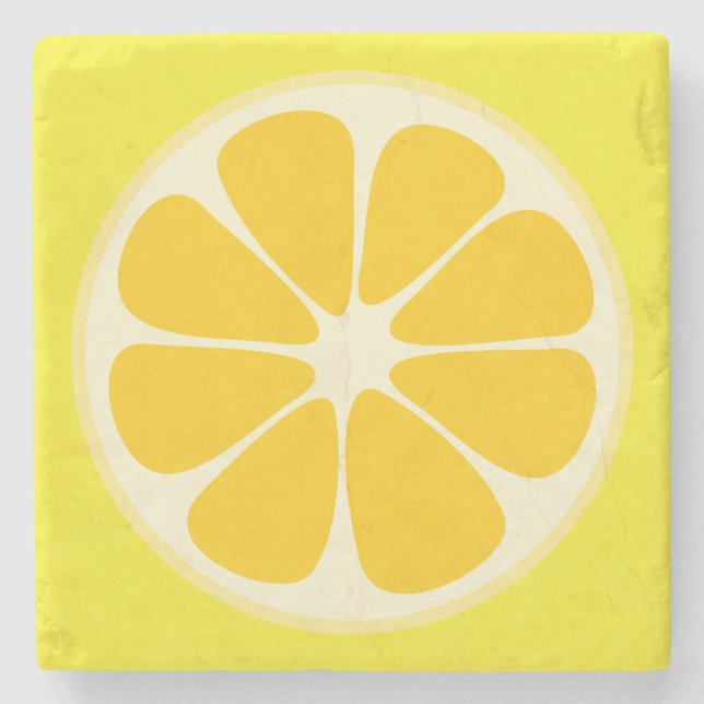 Cute Juicy Citrus Lemon Tropical Fruit Slice Stone Coaster (Front)