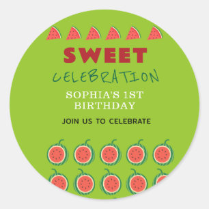Cute & Juicy Watermelon Theme Invitation Classic Round Sticker