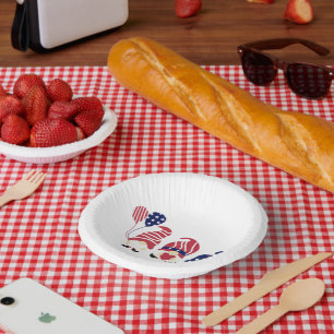 Cute July 4th Gnomes & Balloons Matching 7-in Paper Plate