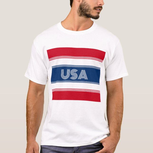 Cute July 4th Red White and Blue USA Patriotic  T-Shirt (Front)