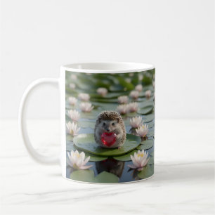Cute July Hedgehog with Ruby Heart Coffee Mug