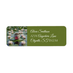 Cute July Hedgehog with Ruby Heart Return Address Label