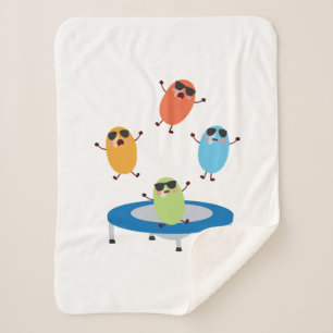 Cute Jumping Candy Beans Wearing Sunglasses Sherpa Blanket