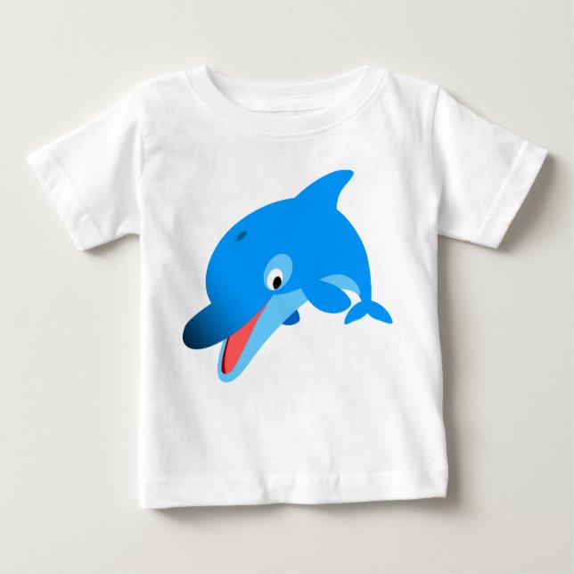 Cute Jumping Cartoon Dolphin Baby T-Shirt (Front)