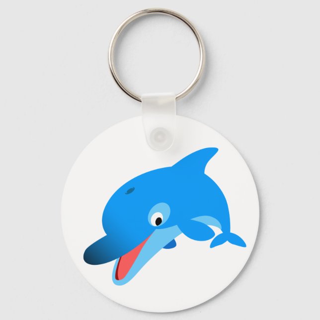 Cute Jumping Cartoon Dolphin Keychain (Front)