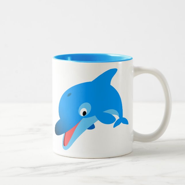 Cute Jumping Cartoon Dolphin Mug (Right)