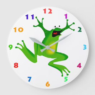 CUTE JUMPING FROG WITH COLORFUL NUMBERS FOR KIDS LARGE CLOCK