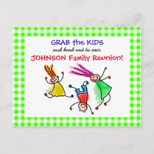 Cute Jumping Kids Family Reunion Invitation