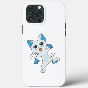 CUTE JUMPING LIGHT CYAN KITTEN WITH BLUE EYES,EARS iPhone 13 PRO MAX CASE