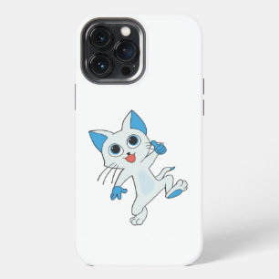 CUTE JUMPING LIGHT CYAN KITTEN WITH BLUE EYES,EARS iPhone 13 PRO MAX CASE