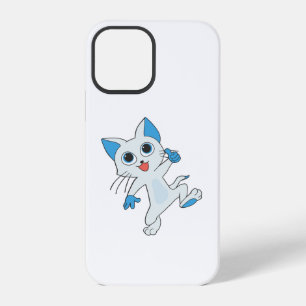 CUTE JUMPING LIGHT CYAN KITTEN WITH BLUE EYES,EARS iPhone 12 PRO CASE