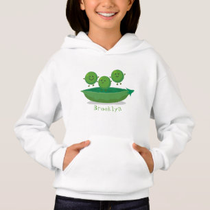 Cute jumping peas in pod cartoon illustration