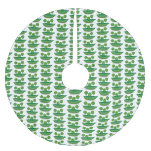 Cute jumping peas in pod cartoon illustration brushed polyester tree skirt