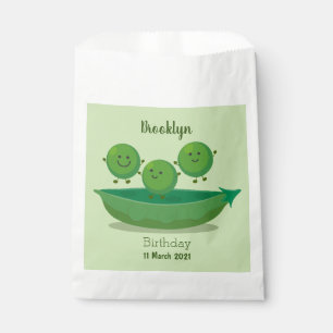 Cute jumping peas in pod cartoon illustration favour bag