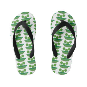 Cute jumping peas in pod cartoon illustration kid's thongs