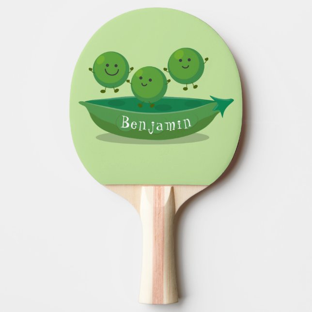 Cute jumping peas in pod cartoon illustration ping pong paddle (Front)