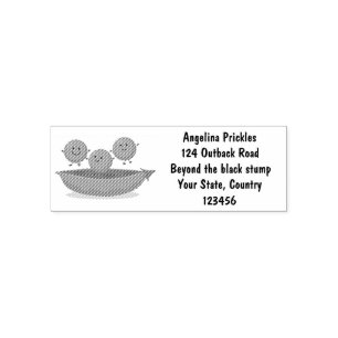 Cute jumping peas in pod cartoon illustration self-inking stamp