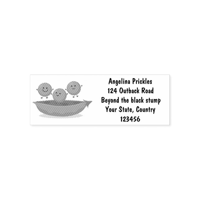 Cute jumping peas in pod cartoon illustration  self-inking stamp (Design)