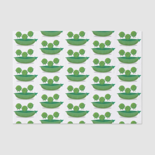 Cute jumping peas in pod cartoon illustration tissue paper (Front)