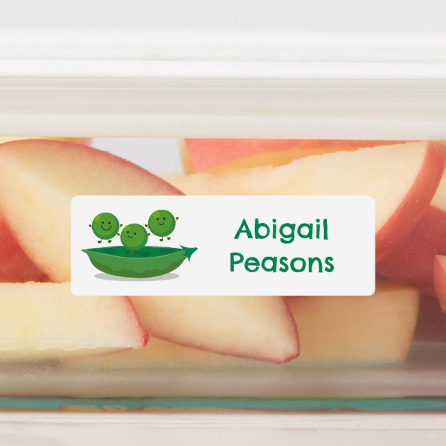 Cute jumping peas in pod cartoon personalised (Affixed)