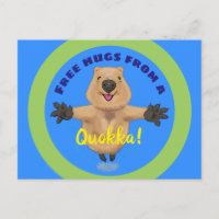 Cute jumping quokka cartoon postcard
