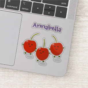 Cute jumping red cherries cartoon illustration