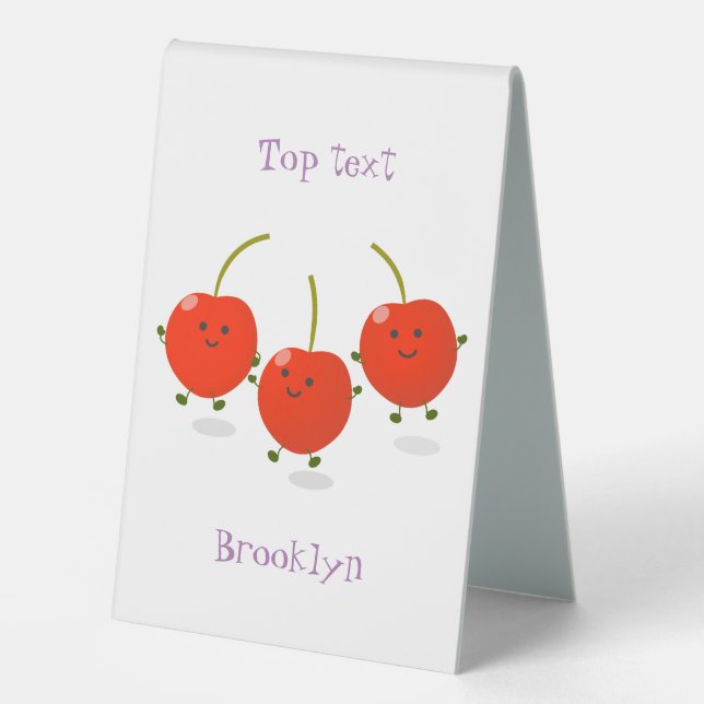 Cute jumping red cherries cartoon illustration (Front)