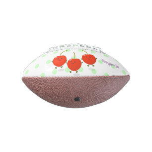 Cute jumping red cherries cartoon illustration football